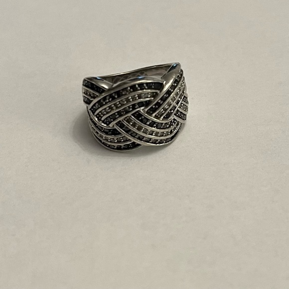 Jewelry - Black and white diamond band size 6, fits size 5.5.